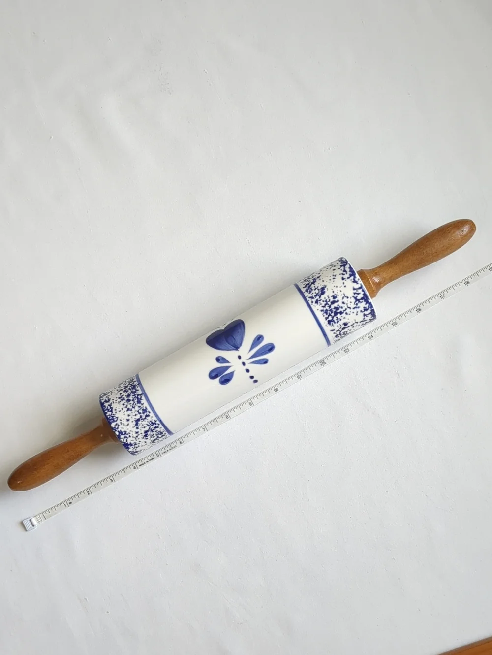 Rolling Pin With Wooden Handles And Wooden  Holder Display Hanger